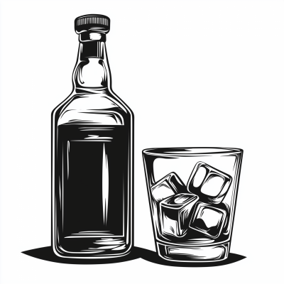 Liquor Bottle and Glass