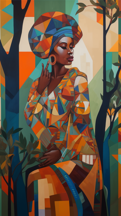 Vibrant Cubist Portrait