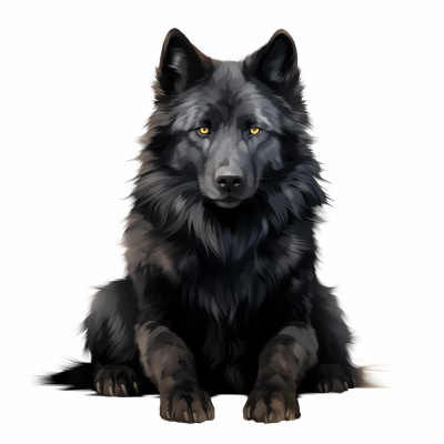 Black Wolf Sitting Pose