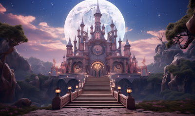 Fantasy Castle with Moon Ornaments