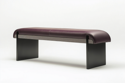 Minimalist Maroon Leather Bench