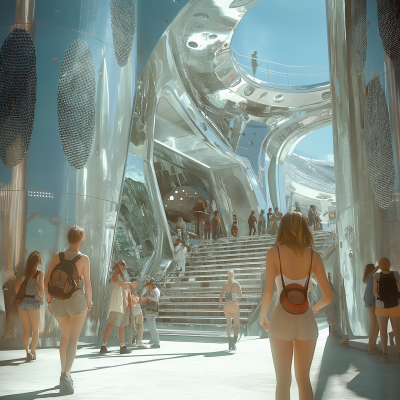 Futuristic Solar-Punk Dance Club Entrance