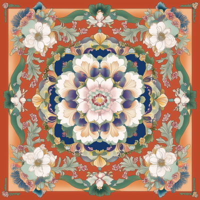 Silk Scarf Design Inspired by Dunhuang Patterns