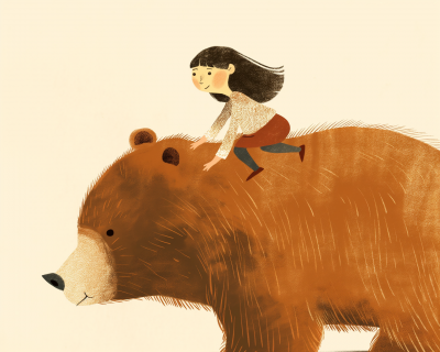 Girl Riding Bear
