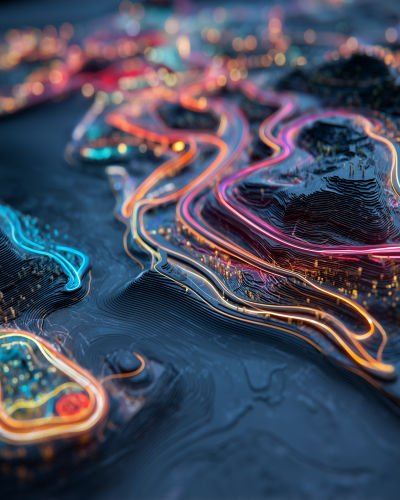 Cinematic Holographic Amusement Park Map