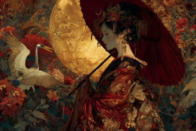 Vibrant Geisha Portrait