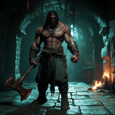 Enraged Barbarian in Crypt