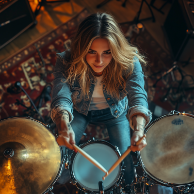 Energetic Female Drummer