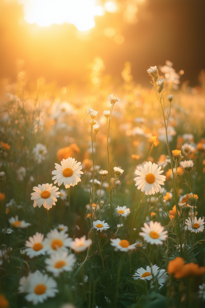 Golden Evening Flower Field