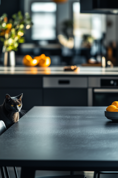 Modern Kitchen with Cat