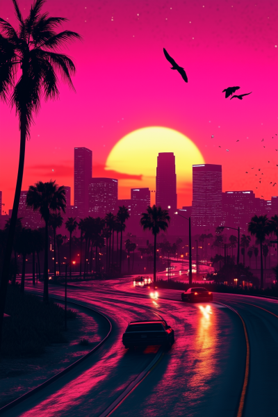 Tropical Cityscape at Dusk