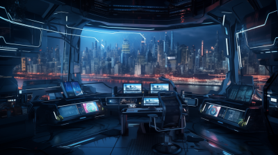 Futuristic Cyberpunk Command Center
