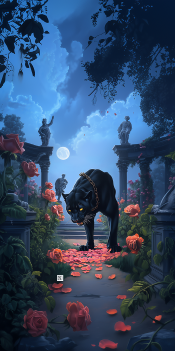 Surreal Panther in a Garden