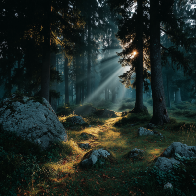 Sunlit Spring Forest
