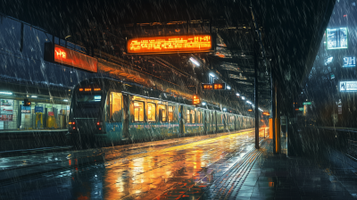 Rainy Train Station