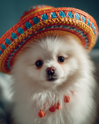 Pomeranian in Sombrero