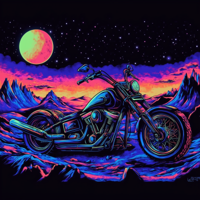 Psychedelic Motorcycle Landscape