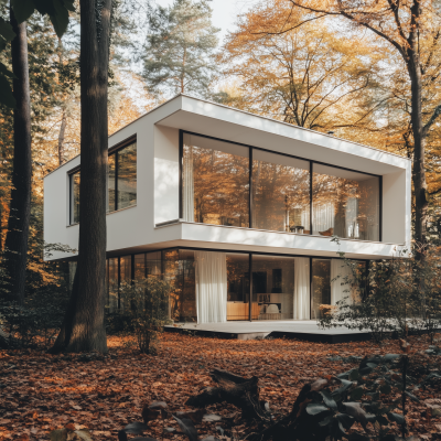 Cozy White House Surrounded by Trees