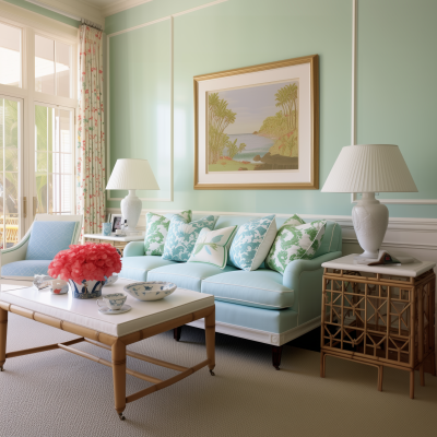 Whimsical Light Blue Living Room