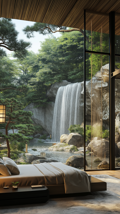 Luxury Bedroom in Japanese Mountains