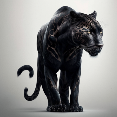 Sleek Black Panther on White Background