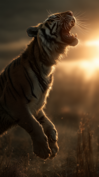 Majestic Bengal Tiger Roaring