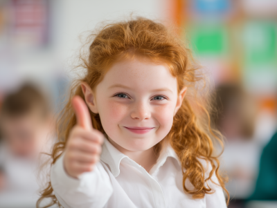 Cheerful Girl in Classroom