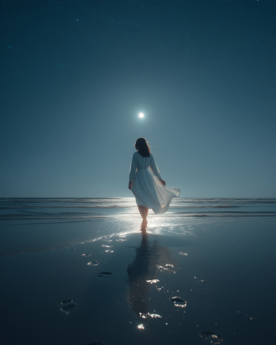 Moonlit Beach Journey