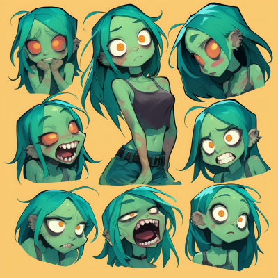 Funny Zombie Girl Expressions