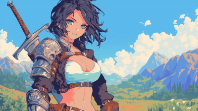 Pixel Art Girl Knight