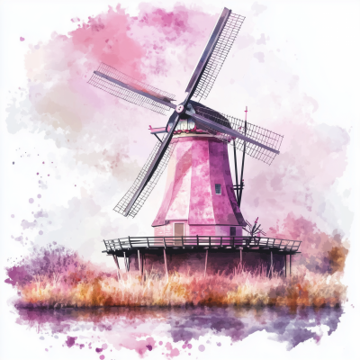 Pink Dutch Windmill