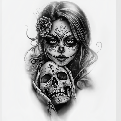 Dark Day of the Dead Girl Tattoo