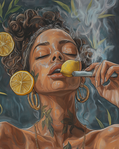 Woman Smoking with Lemons