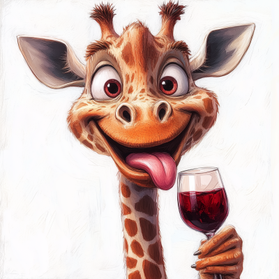 Happy Giraffe with Wine