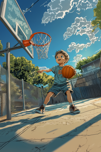 Young Child Playing Basketball