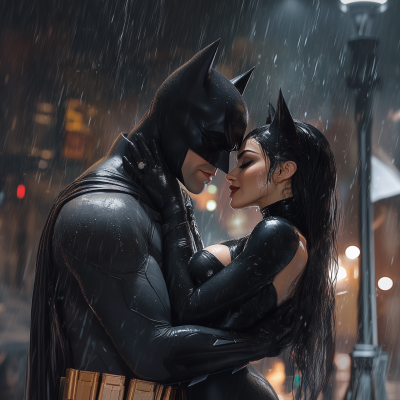 Playful Embrace in the Rain