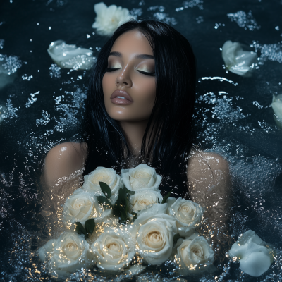 Mystical Woman in Glistening Water