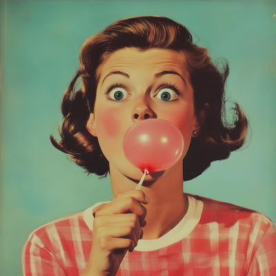 Surprised Teen with Bubble Gum