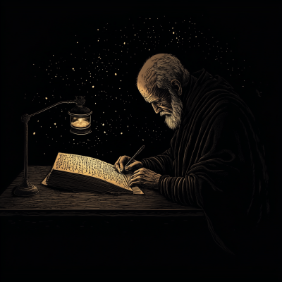 Old Monk Writing