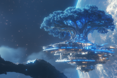 Floating Banyan Tree in Space
