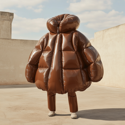 Inflatable Brown Leather Jacket