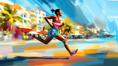 Colorful Marathon Runner in St. Maarten