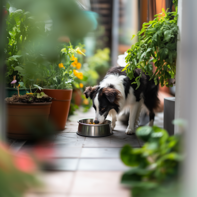 Border Collie Enjoying a Meal