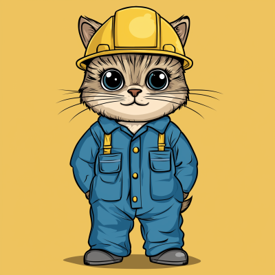 Cartoon Cat in Work Clothes