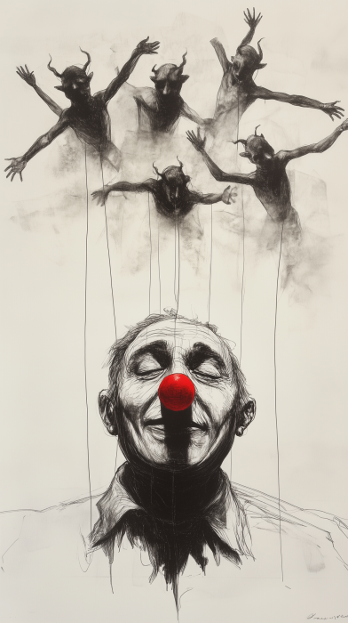 Sad Puppet Manipulated by Demons