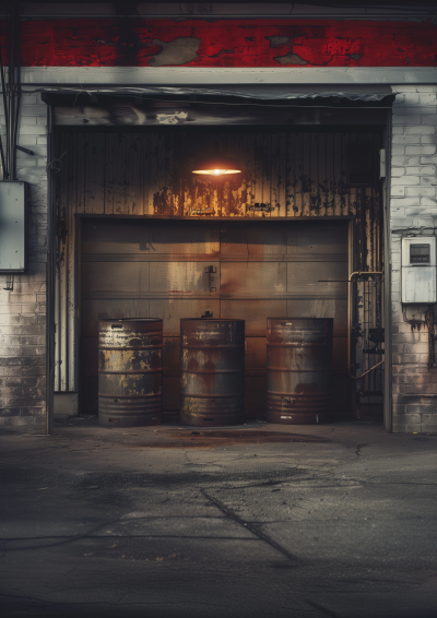 Metal Barrels in Retro Setting