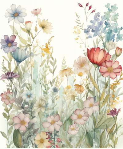 Watercolor Wildflower Frame