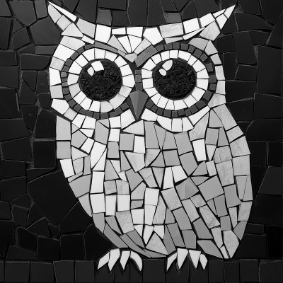 Black and White Owl Mosaic