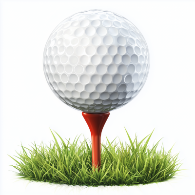 Realistic Golf Ball on Tee