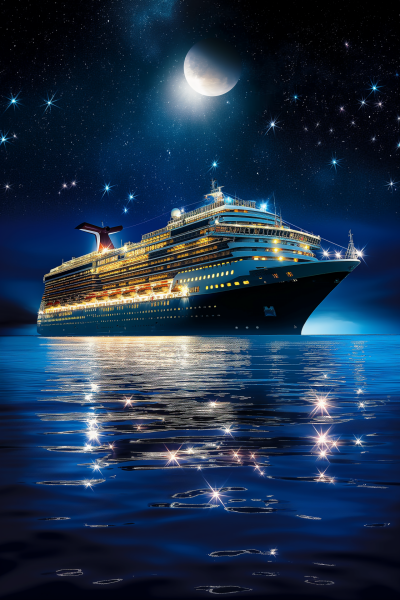 Luxurious Cruise Ship at Night